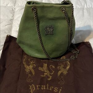 Pratesi Olive Leather Chain Shoulder Bag